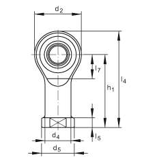 桿端軸承 GIKSL8-PS, 根據(jù) DIN ISO 12 240-4 標(biāo)準(zhǔn)，特種鋼材料，帶左旋內(nèi)螺紋，免維護(hù)