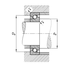 推力角接觸球軸承 BSB045075-T, 單向，接觸角 α = 60°，限制公差