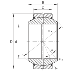 關(guān)節(jié)軸承 GE160-FO-2RS, 根據(jù) DIN ISO 12 240-1 標準, 需維護，兩側(cè)唇密封