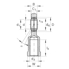 桿端軸承 GIR6-DO, 根據 DIN ISO 12 240-4 標準，帶右旋內螺紋，需維護