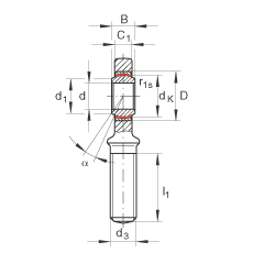 桿端軸承 GAR30-UK, 根據(jù) DIN ISO 12 240-4 標(biāo)準(zhǔn)，帶右旋外螺紋，需維護(hù)