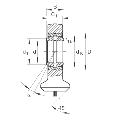 液壓桿端軸承 GK10-DO, 根據(jù) DIN ISO 12 240 標(biāo)準(zhǔn)，帶焊接面，需維護(hù)