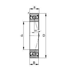 主軸軸承 HCS71912-C-T-P4S, 調節，成對安裝，接觸角 α = 15°，兩側唇密封，非接觸，限制公差