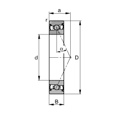 主軸軸承 HCS71919-E-T-P4S, 調節，成對或單元安裝，接觸角 α = 25°，兩側唇密封，非接觸，限制公差