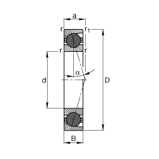 主軸軸承 HCB71938-C-T-P4S, 調節(jié)，成對或單元安裝，接觸角 α = 15°，陶瓷球，限制公差