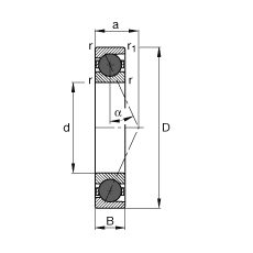主軸軸承 HCB7010-E-T-P4S, 調節，成對或單元安裝，接觸角 α = 25°，陶瓷球，限制公差