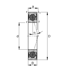 主軸軸承 HCB71914-C-2RSD-T-P4S, 調節，成對或單元安裝，接觸角 α = 15°，陶瓷球，兩側唇密封，非接觸，限制公差