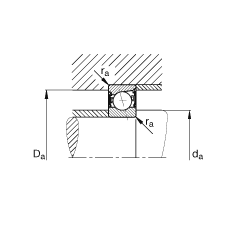 主軸軸承 B7208-E-2RSD-T-P4S, 調節，成對安裝，接觸角 α = 25°，兩側唇密封，非接觸，限制公差
