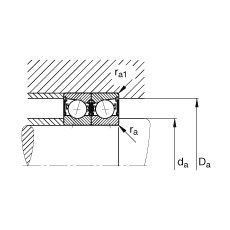 主軸軸承 B7208-E-2RSD-T-P4S, 調節，成對安裝，接觸角 α = 25°，兩側唇密封，非接觸，限制公差